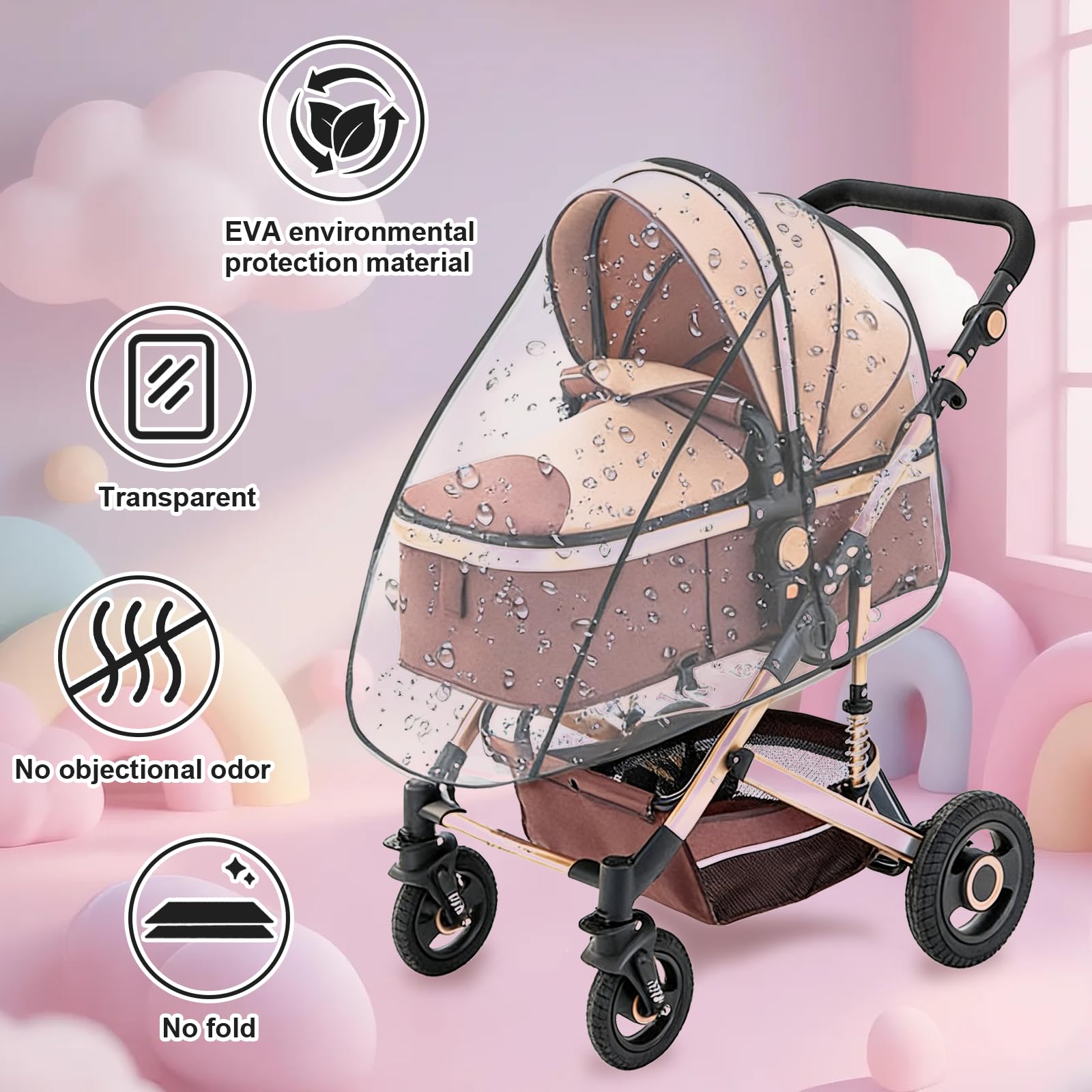 Universal Rain Cover for Pushchair Pram Wind Shield - Image 3