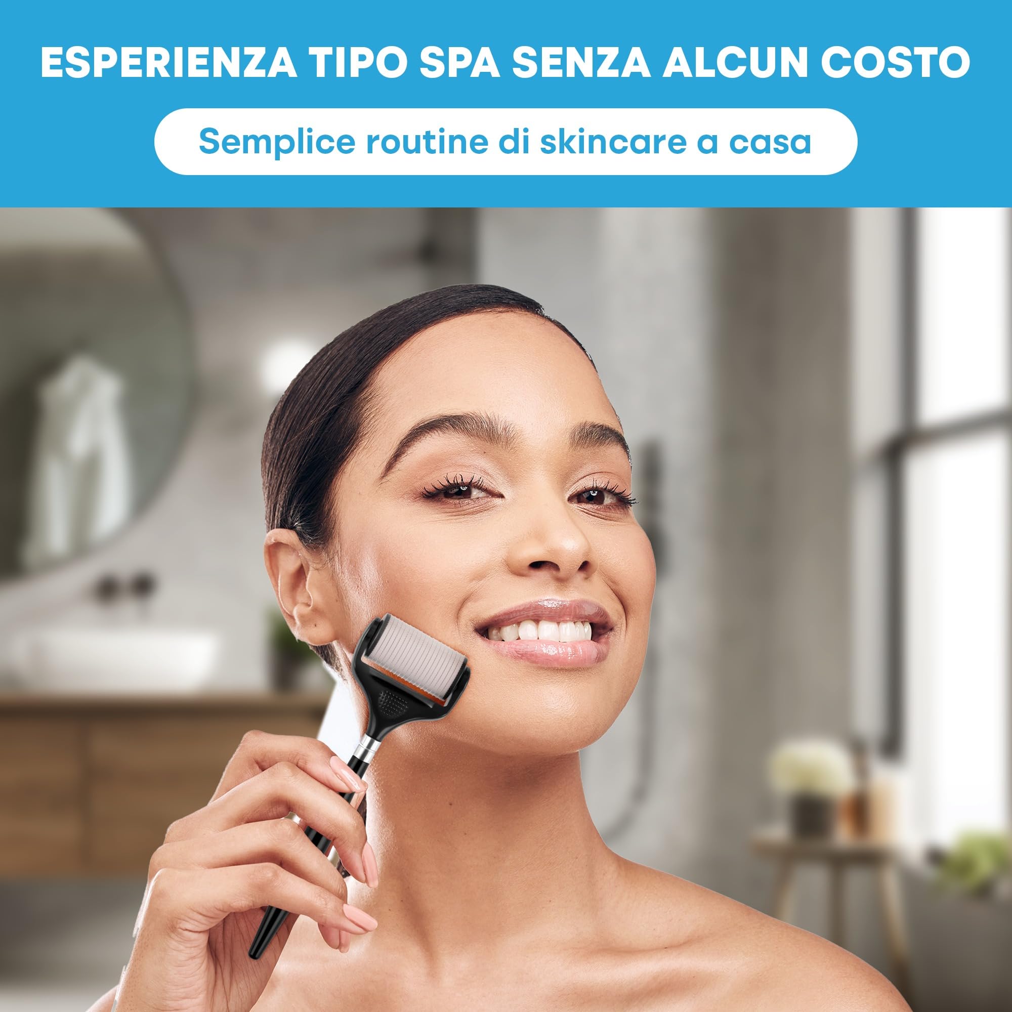 Dermaroller Ultra-Largo per il Viso – Kit di Microneedling per Uso Domestico, Rullo a Micro-Aghi da 0,25 mm per la Cura della Pelle, Superiore al Microneedling Pen/Derma Pen