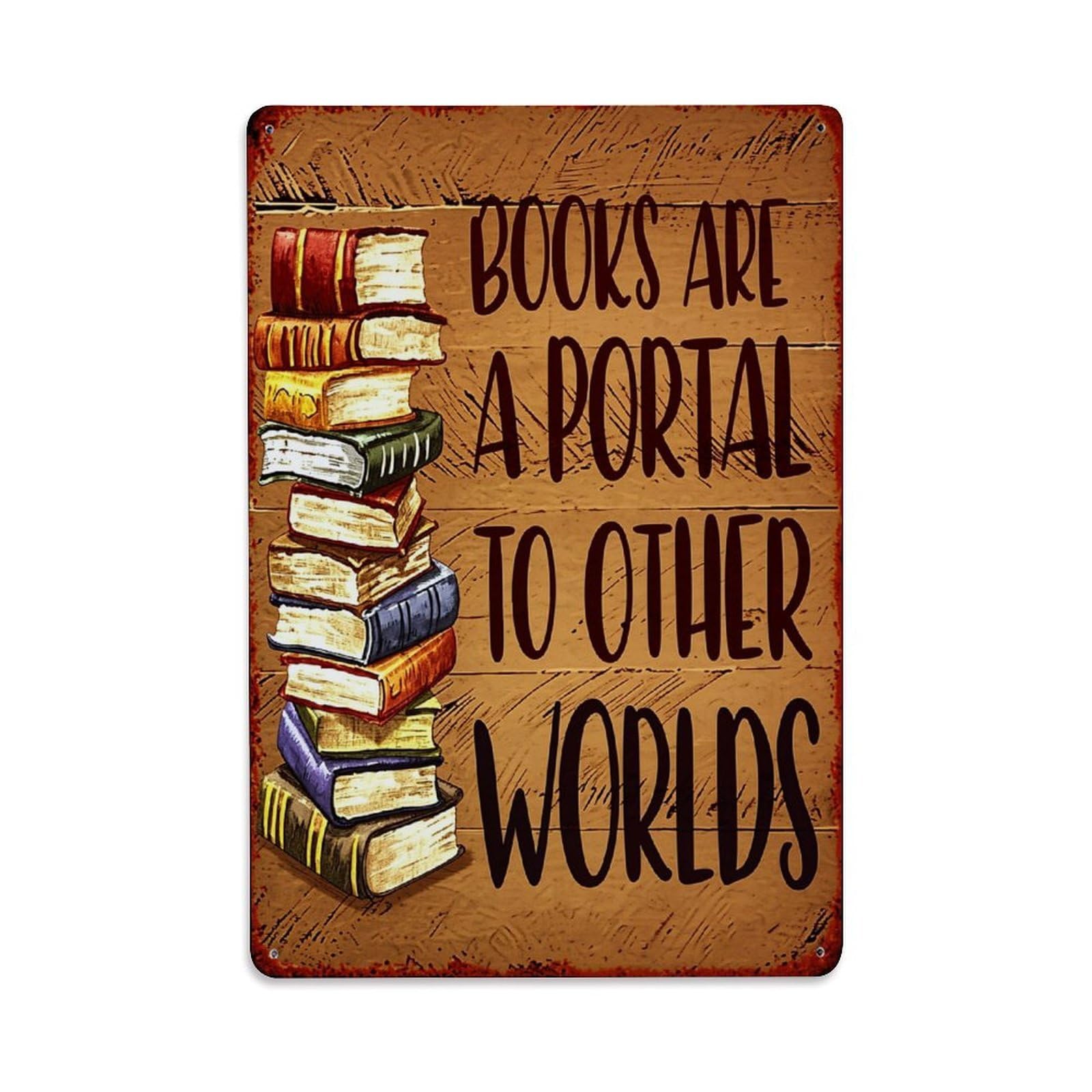Nestemfo Vintage Books Are A Portal Tin Sign Metal Sign, Living Room,Bar, Home, Bedroom Wall Decor,Retro Metal Poster 8X12 Inches