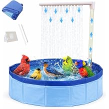 Automatic Bird Bath Shower, Portable Bird Bathtup for Outside & Parrot, Bathtub with Water Fountain & Pump for Parakeet, Parrot Pool with Shower and Water Circulator, Automatic Bird Bath