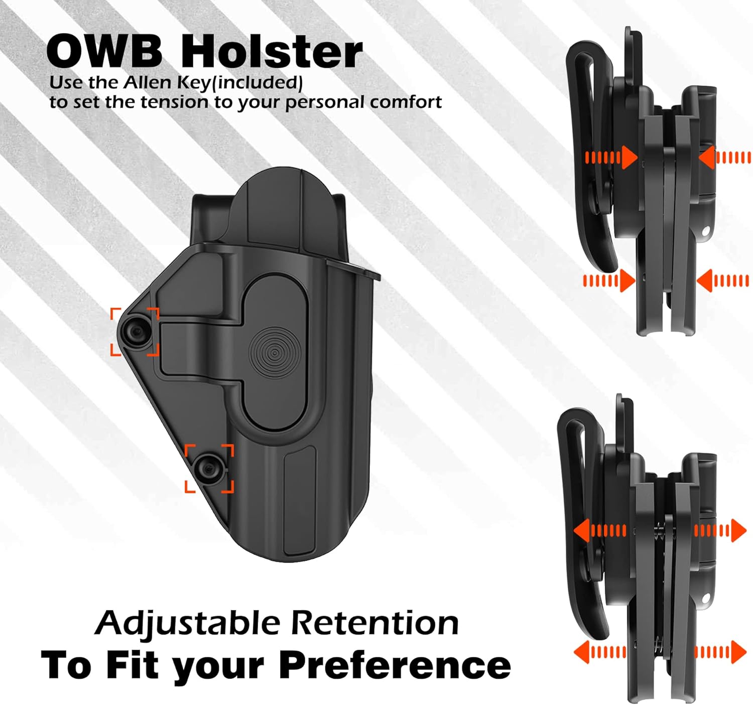Hellcat Holster for Springfield Hellcat 9mm, OWB Paddle Holster, Outside Waistband, Adjustable Cant, Quick Release - Right Handed