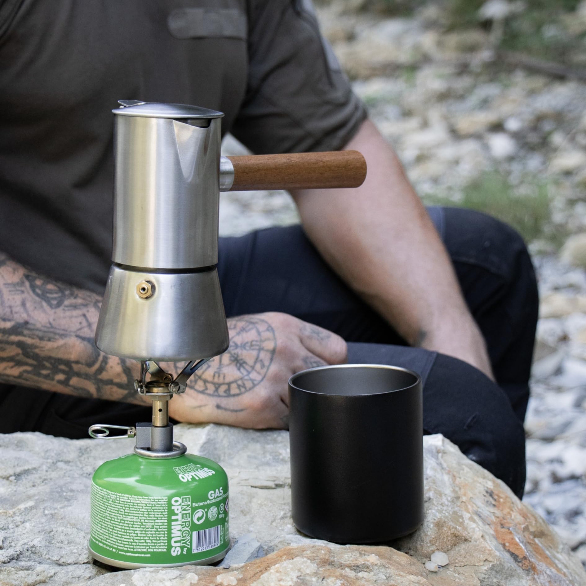 LAMBDA COFFEE® Caffettiera adatta per fornelli a induzione, 300 ml, in acciaio inox, 5-6 tazze, caffettiera per esterni