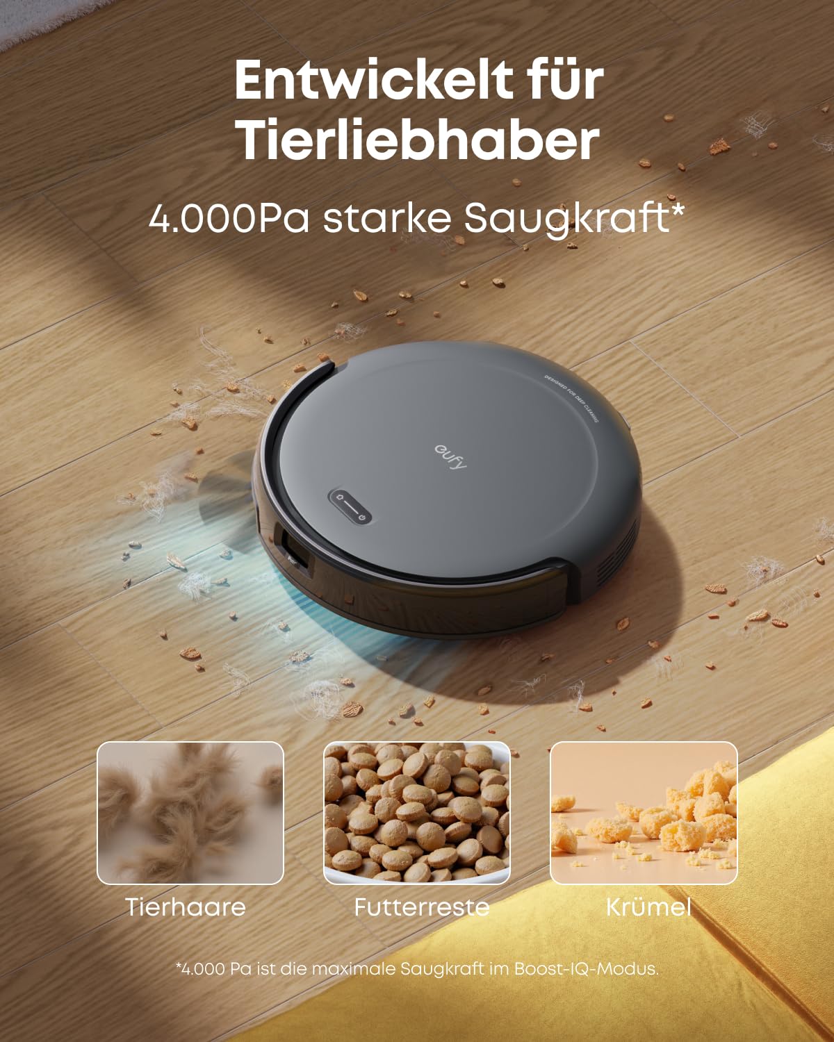 eufy C10 Saugroboter mit Automatischer Absaugstation, 7,2cm Ultraflaches Design, Teppichreinigung, Ausfahrbare Seitenbürste für Ecken, Automatische Entleerung, Punktlaser- & Infrarot-Navigation