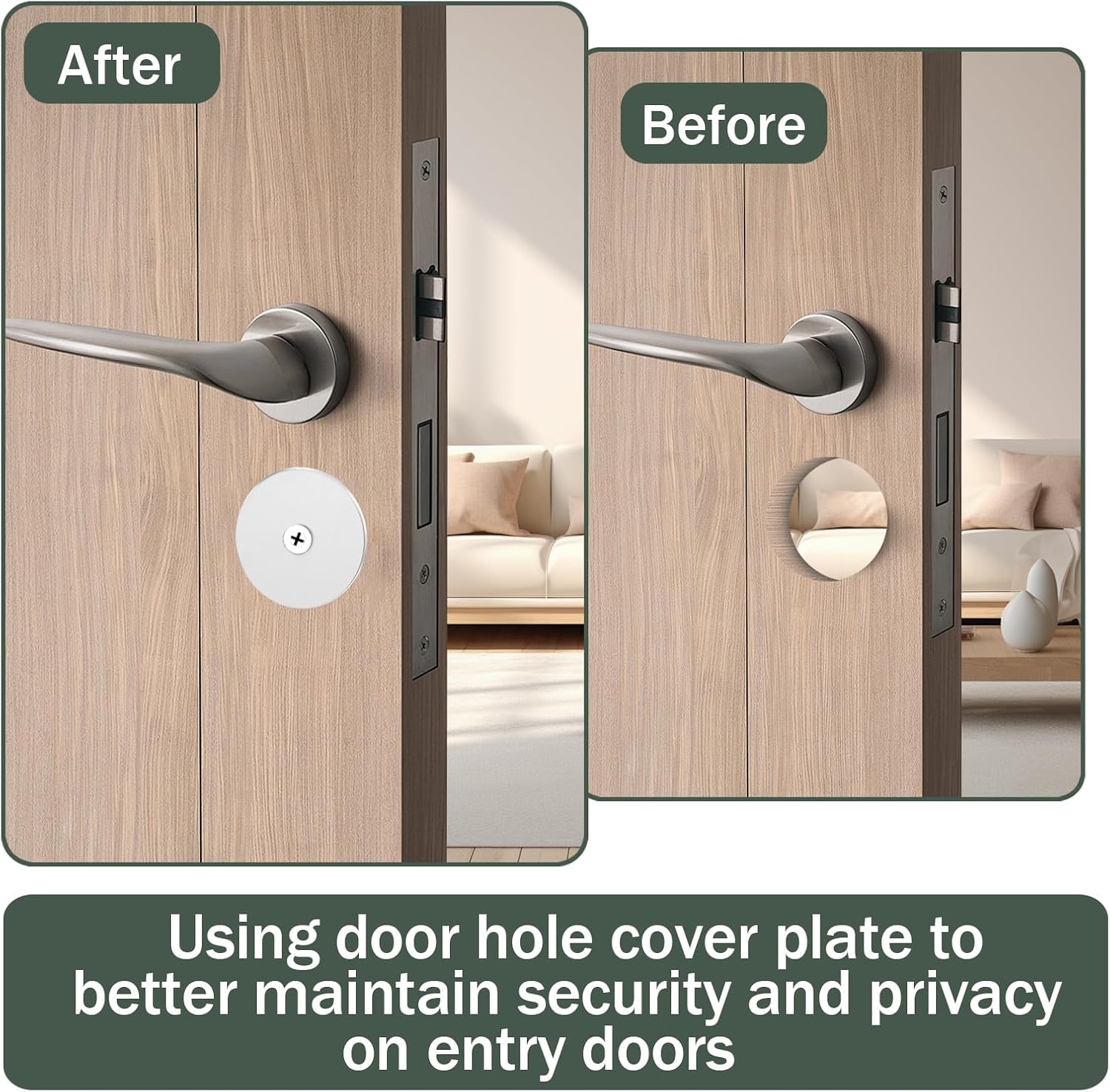 2 Set Door Hole Cover Plate,2-5/8" Diameter Round Deadbolt Cover Plate | Stainless Steel Door Knob Hole Cover Plate Door Hole Filler Plate for Home Security