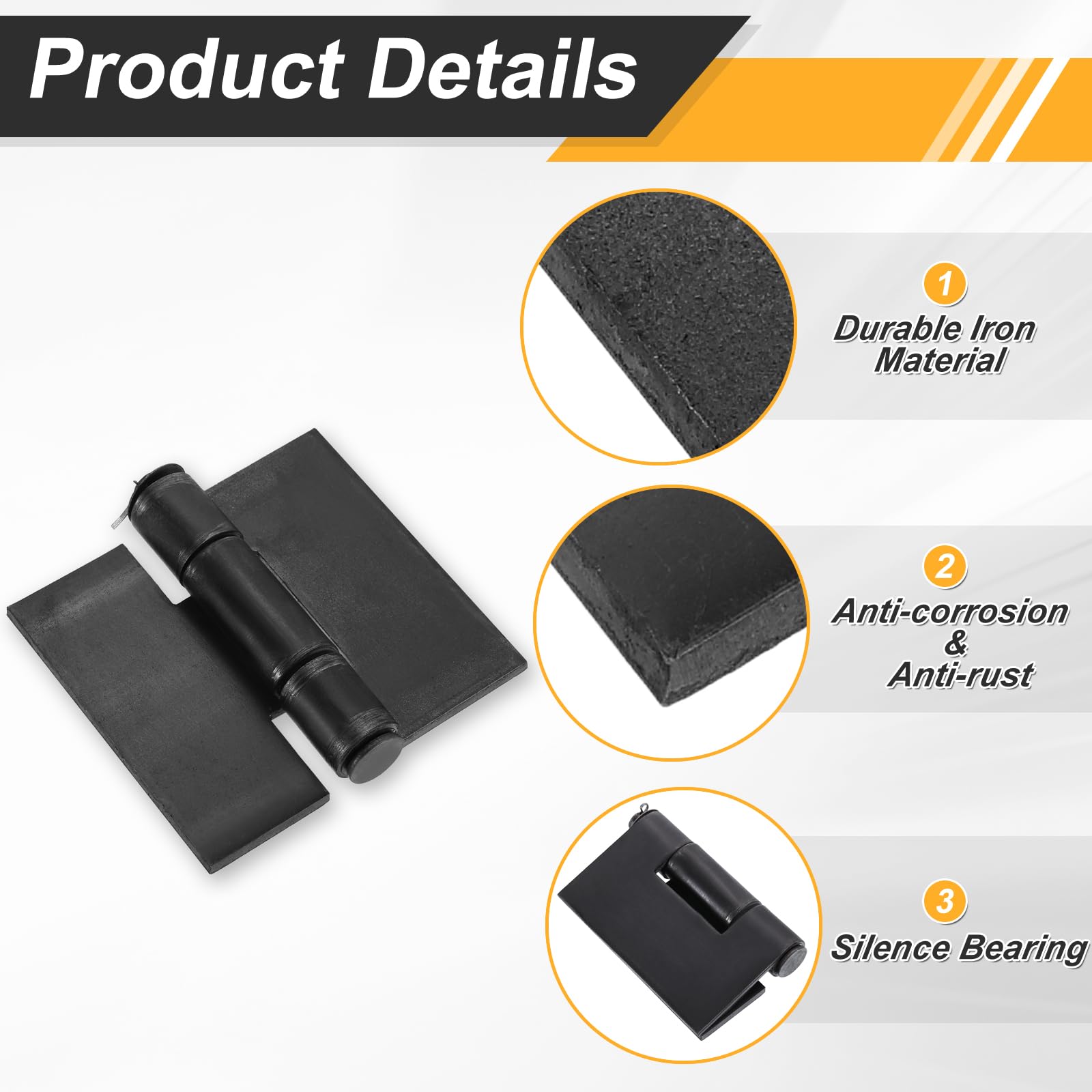 QUARKZMAN 4 Pack Bisagras Soldables 5.43" x 5.2" x 0.26" Para Remolque | De Alta Resistencia, Bisagras De Soldar A Tope Resistentes A La Corrosión Y óxido
