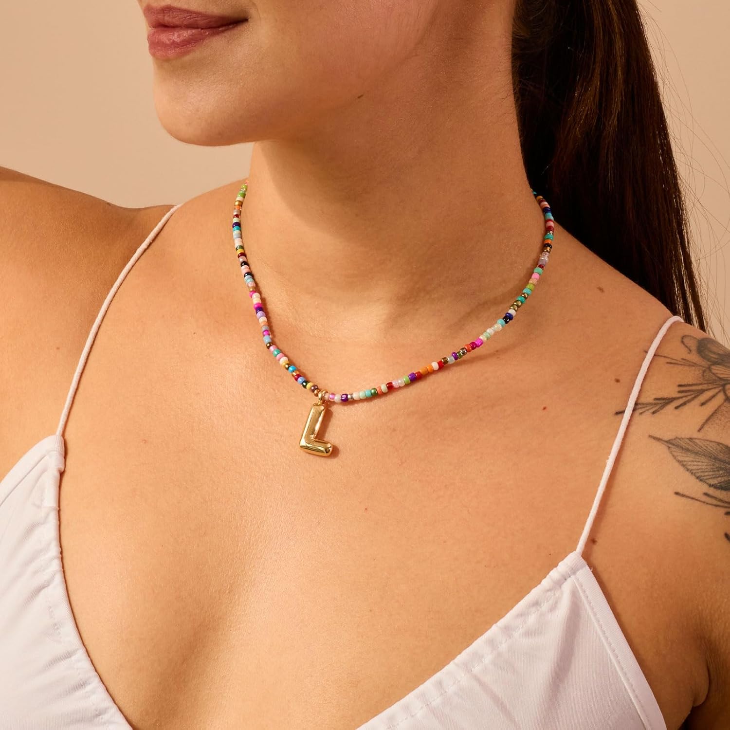 VRIUA Colorful Initial Necklaces for Women – Bubble Letter A-Z Necklace Handmade Beaded Necklace Dainty Initial Necklaces for Girls Kids - Teen Girls Gifts Trendy Jewelry - Image 4