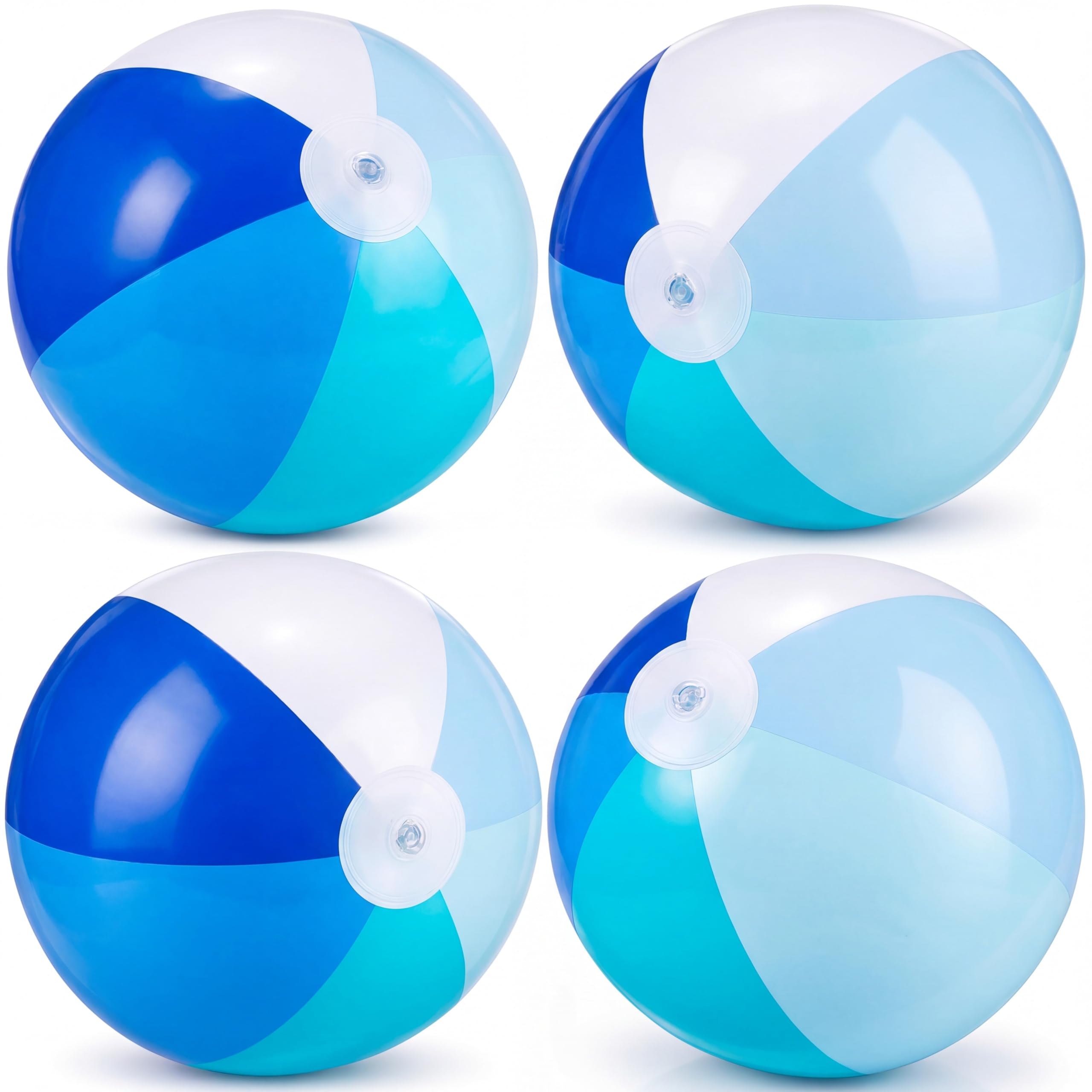 MiniInflat 4 Pack Pastel Beach Balls,Blue Ombre Gradient,16 Inch