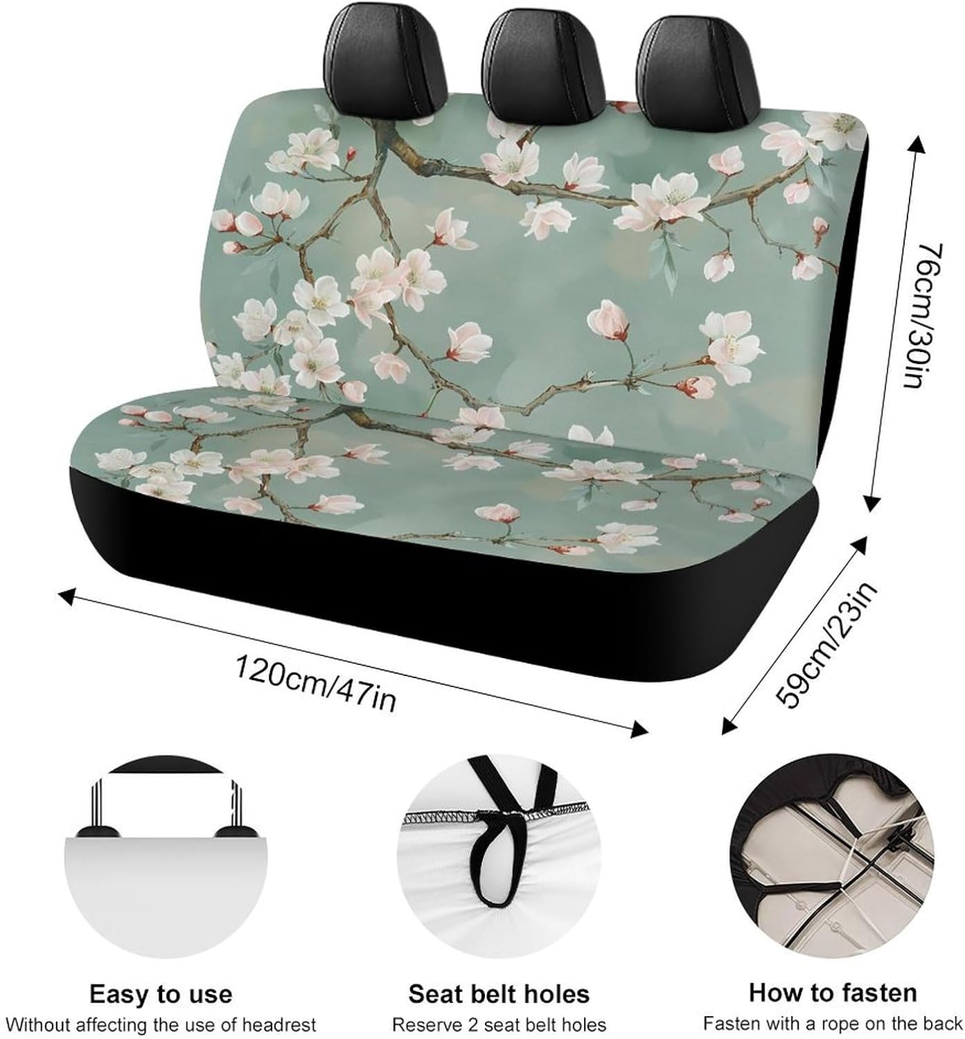 Almond Blossoms Painting Car Seat Cover Print Rear Bench Seat Cover Car Seat Protector Car Interior Accessories for Women Men