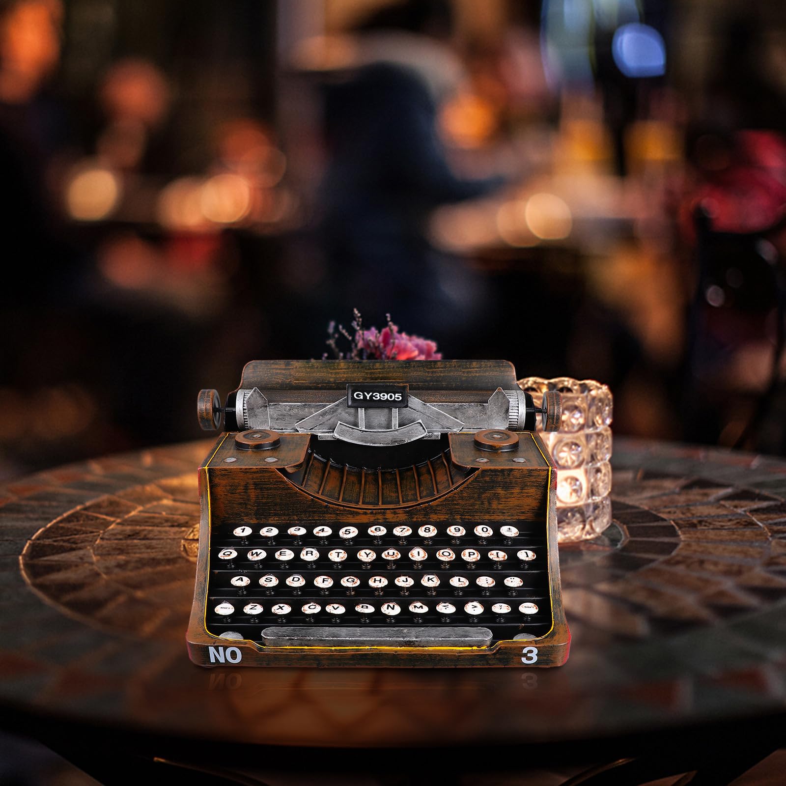 TEHAUX Estatuilla de Máquina de Escribir Retro de Hierro Negro para Salón