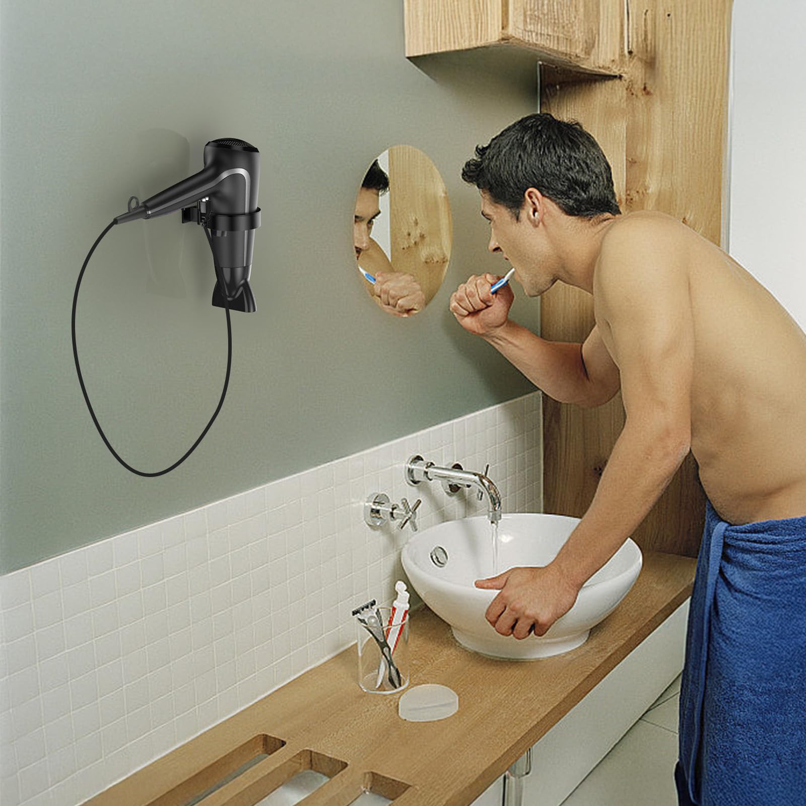 Porte Sèche Cheveux Support De Sèche Cheveux Mural En Aluminium Support De Câble Pour Cuisine