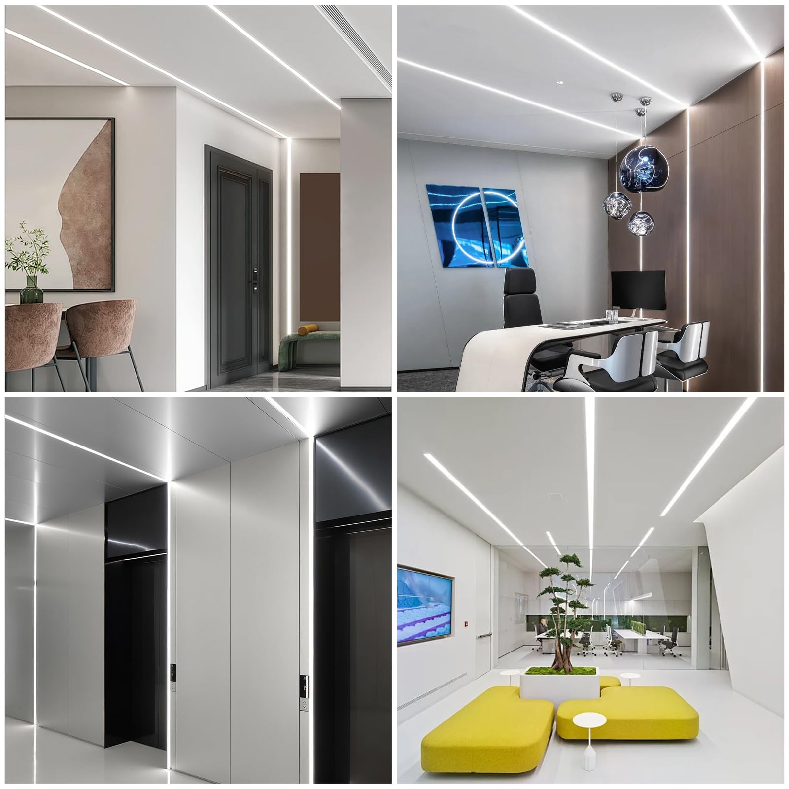 LED Trockenbauprofil für 13 mm Streifen, 10 x 1 m Unterputz Aluminiumprofil mit milchigem Diffusor, Trimless Einbauprofil für Gipskarton, Wand und Decke, indirekte Beleuchtung (Nachrüstung)