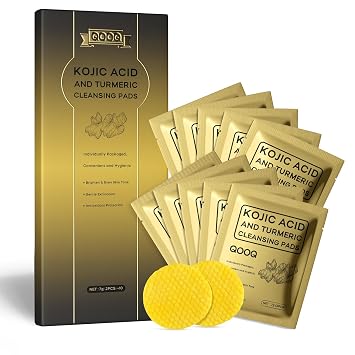 Individually Sealed Turmeric Kojic Acid Cleansing Pads - Stays Fresh, Hygienic! 20 Pads - Gentle Brightening Exfoliator for Dark Spots & Hyperpigmentation, Travel-Size