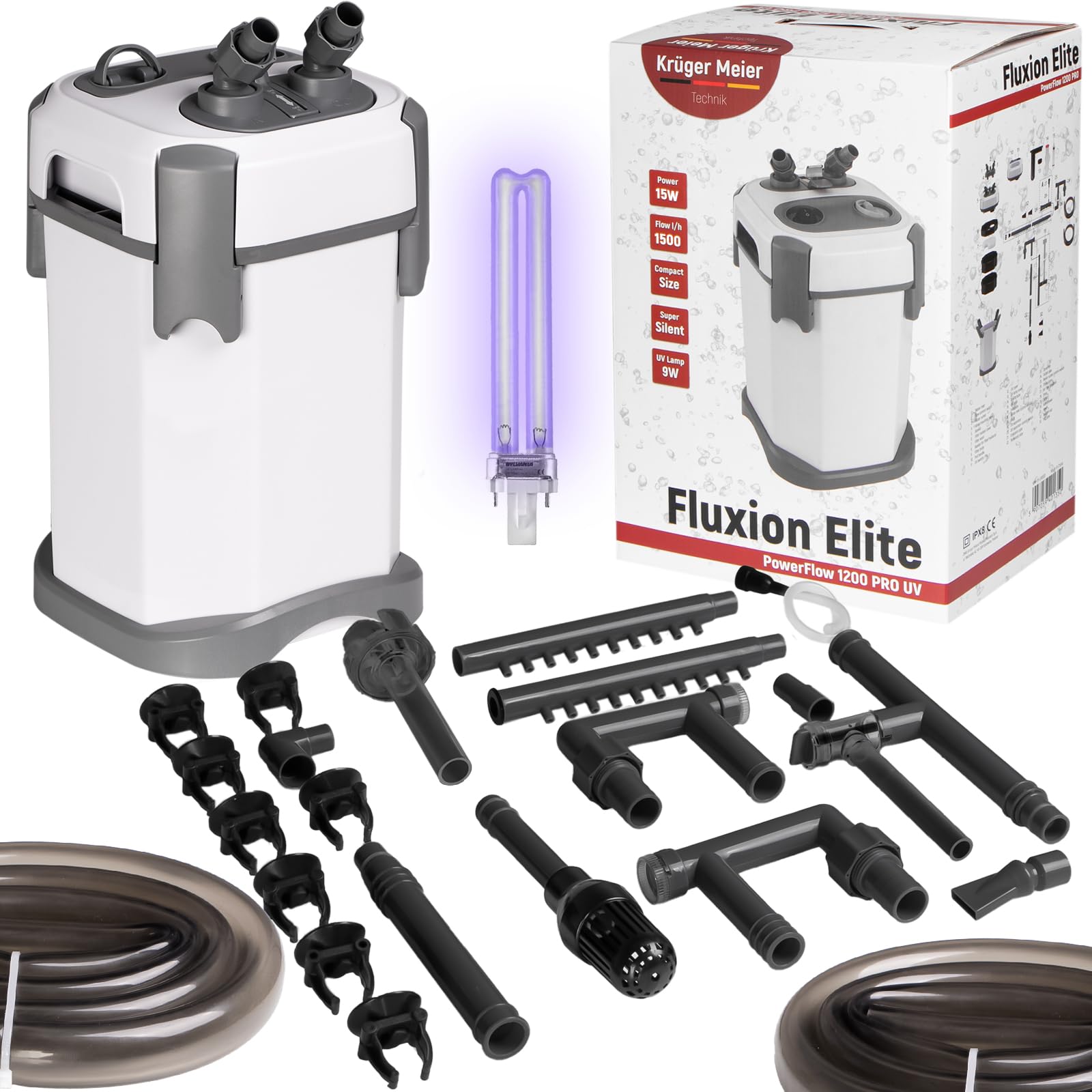 Fluxion Elite 1800 UVC Pro – Filtro Externo con lámpara UV para acuarios 120-350 L