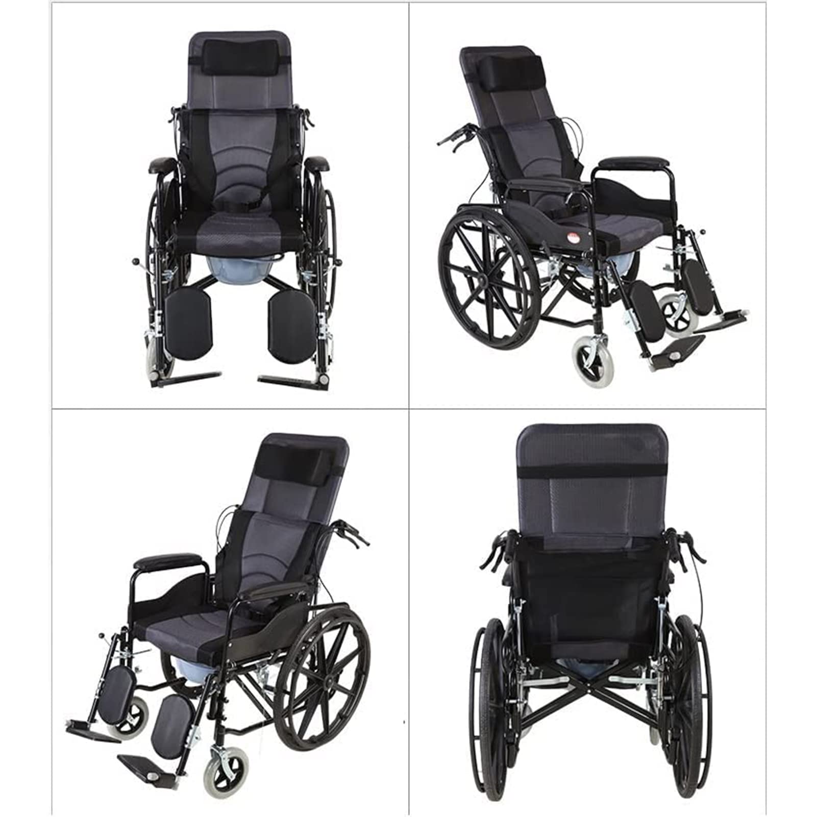 Reclinable Completo, Reclinable De Espalda Alta, Silla De Ruedas Plegable Al Aire Libre