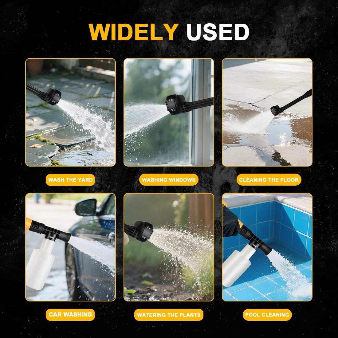 Cordless Pressure Washer Compatible with Dewalt 20V Battery 880 PSI Portable Power Washer with 6 in 1 Nozzle, Water Hose for Car, Garden, Floor, Fence Cleaning (NO Battery)