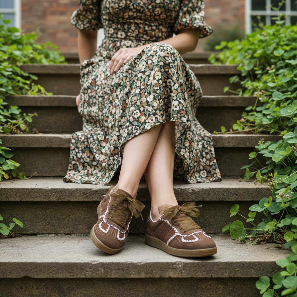 CUSHIONAIRE Belinda Women’s Lace Detail Casual Sneakers – Elegant Ribbon Lace-Up Shoes with Memory Foam - Image 2