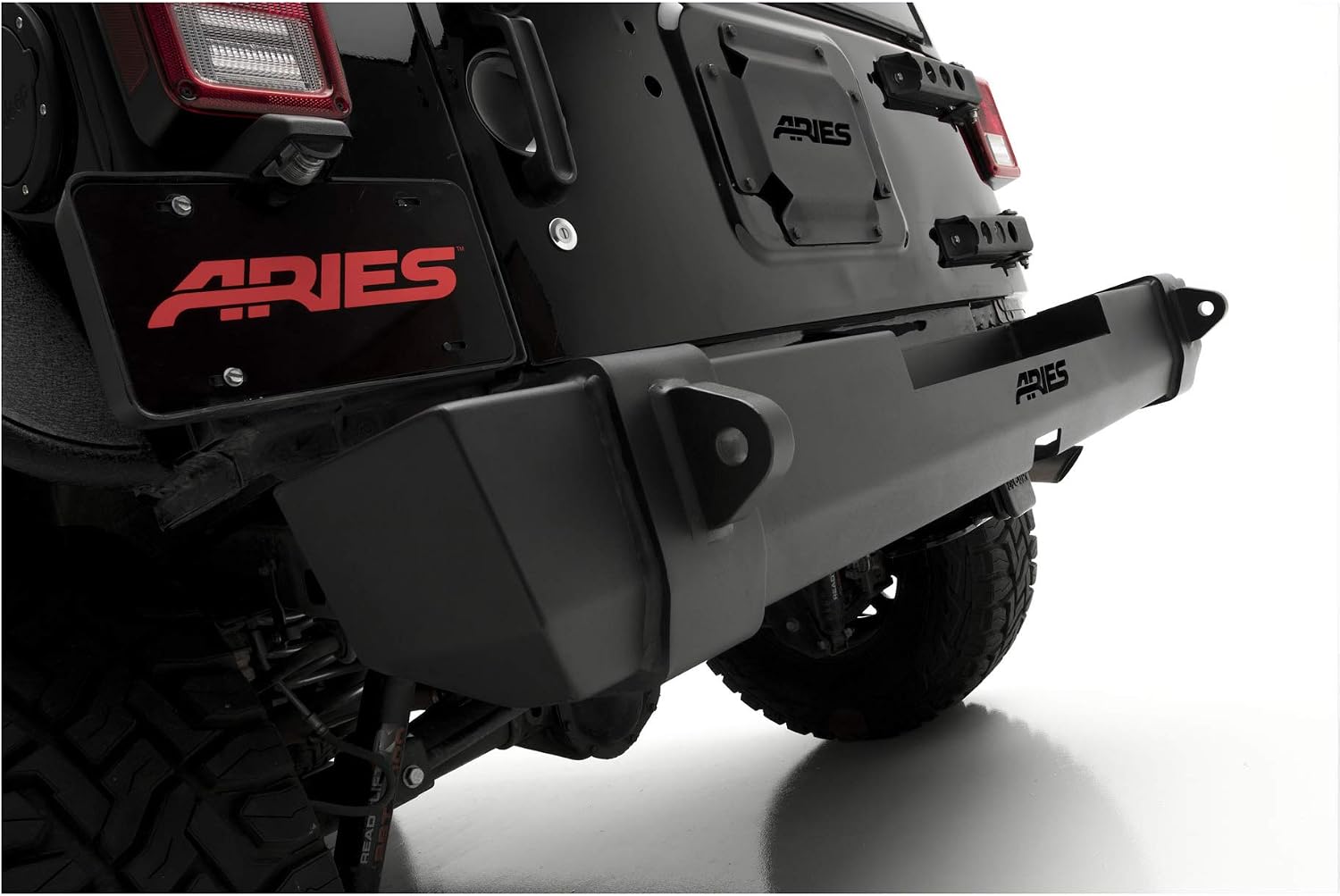 ARIES 2157000 TrailCrusher Black Steel Jeep Wrangler JK Rear Bumper, 12,500 lbs Shackle Rating