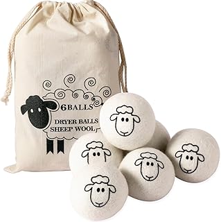 Wool Dryer Balls (6-Pack) – 100% Organic New Zealand Wool, Natural Fabric Softener, Reusable, Reduces Wrinkles & Drying Time, Eco-Friendly, Lint-Free, Chemical-Free Alternative to Dryer Sheets