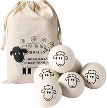Wool Dryer Balls (6-Pack) – 100% Organic New Zealand Wool, Natural Fabric Softener, Reusable, Reduces Wrinkles & Drying Time, Eco-Friendly, Lint-Free, Chemical-Free Alternative to Dryer Sheets