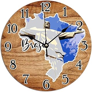 Cityscape Watercolor Print Wall Clock Brazil PVC Wall Clock Brazil Landscapes Cityscape Clocks for Wall Battery Operated Silent Clock for Living Room Bathroom 10x10in