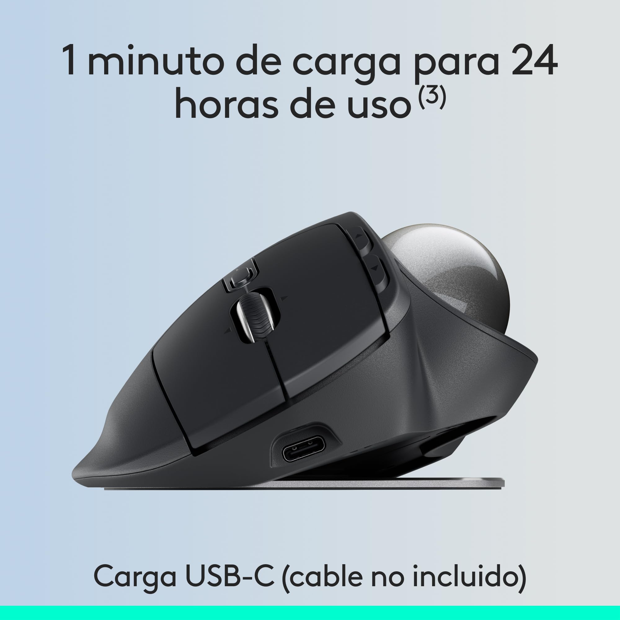 Logitech MX Ergo S ratón con trackball inalámbrico avanzado, ratón ergonómico inalámbrico Recargable por USB-C con Bluetooth y Llave USB cifrada, 6 Botones programables, para PC/Mac - Grafito