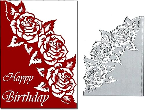Troqueles de metal con diseño de flores de rosa, hojas de rosa, invitación de boda, troqueles de corte, plantillas de corte, álbumes de recortes,