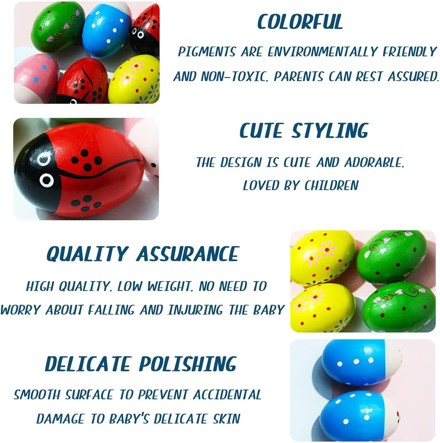 6 Pack Wooden Easter Egg Shakers, Percussion Musical Instruments for Toddlers 1-3 Year Old, Montessori Toys for Kids Boys Girls, Easter Basket Stuffers Fillers Party Favors Classroom Prize Supplies