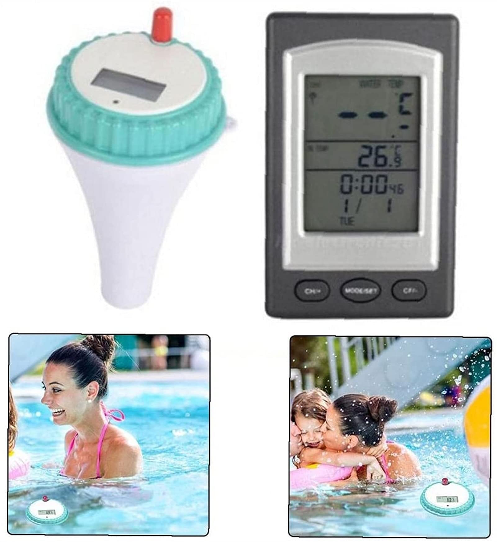 Termometr basenowy bezprzewodowy zdalny cyfrowy wskaźnik temperatury wody z wyświetlaczem LCD do wanny z basenem