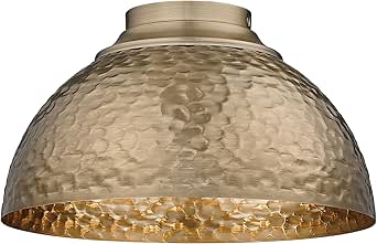 Modern Brass 3-Light Flush Mount with Modern Brass Shade by Golden Lighting