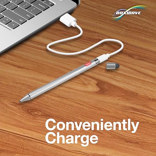 Miniatura 6 de BoxWave AccuPoint Active Stylus Stylus - Lápiz óptico electrónico con punta ultra fina para Lenovo Yoga 710 (11 pulgadas), color plateado metálico