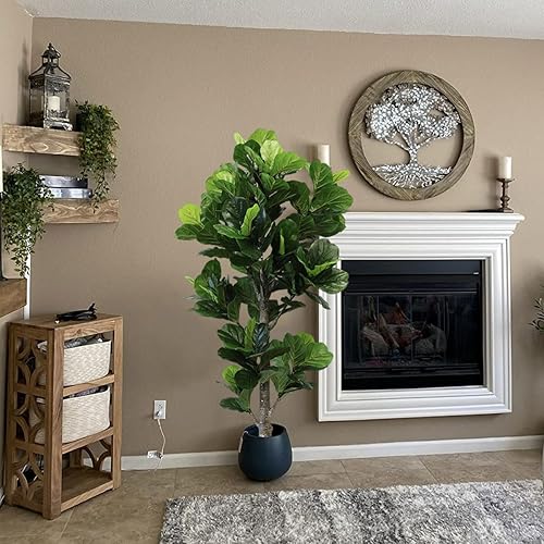 Miniatura 7 de Aveyas Árbol de higuera artificial de hoja de violín de 6 pies para decoración del hogar, 6 pies, planta sintética, árboles de seda falsos de ficus