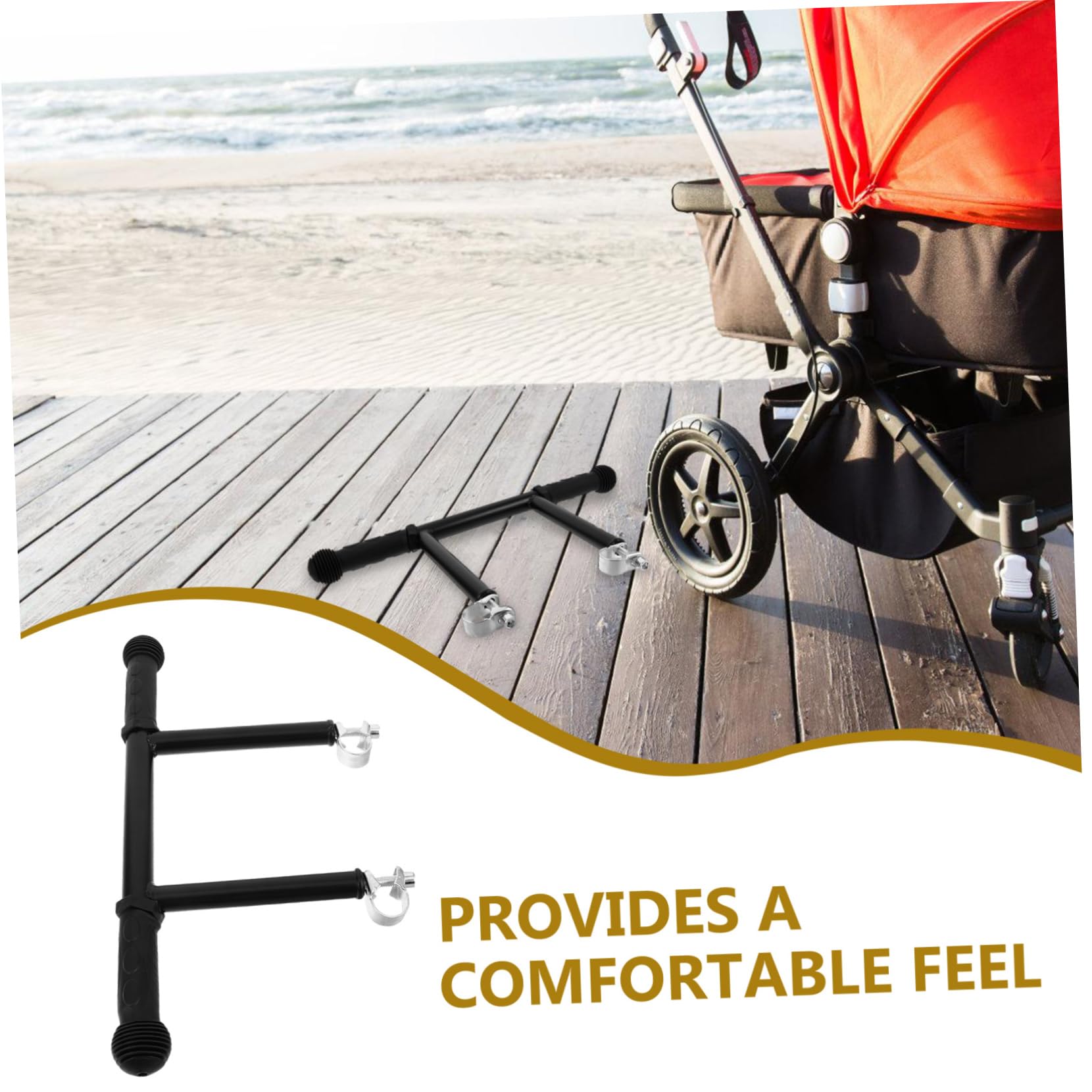 Beaupretty Extension de Guidon pour Poussette en Plastique et Acier Inoxydable, Poignée D'extension Boucle 22 Mm, Installation Facile pour Poussettes et Carrioles Noires