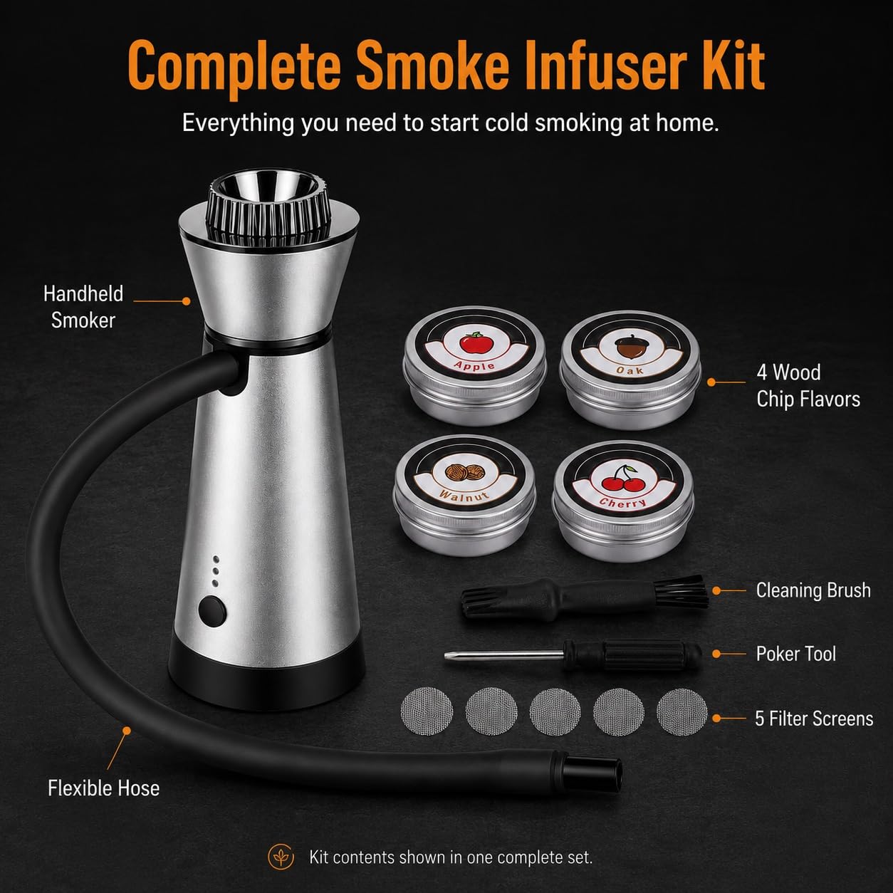 Ahumador de Cócteles y Whisky Kit Pistola de Ahumado en Frío Recargable USB-C Infusor de Humo Portátil para Bebidas Carne Queso y Comida Barbacoa Interior Bar Casa