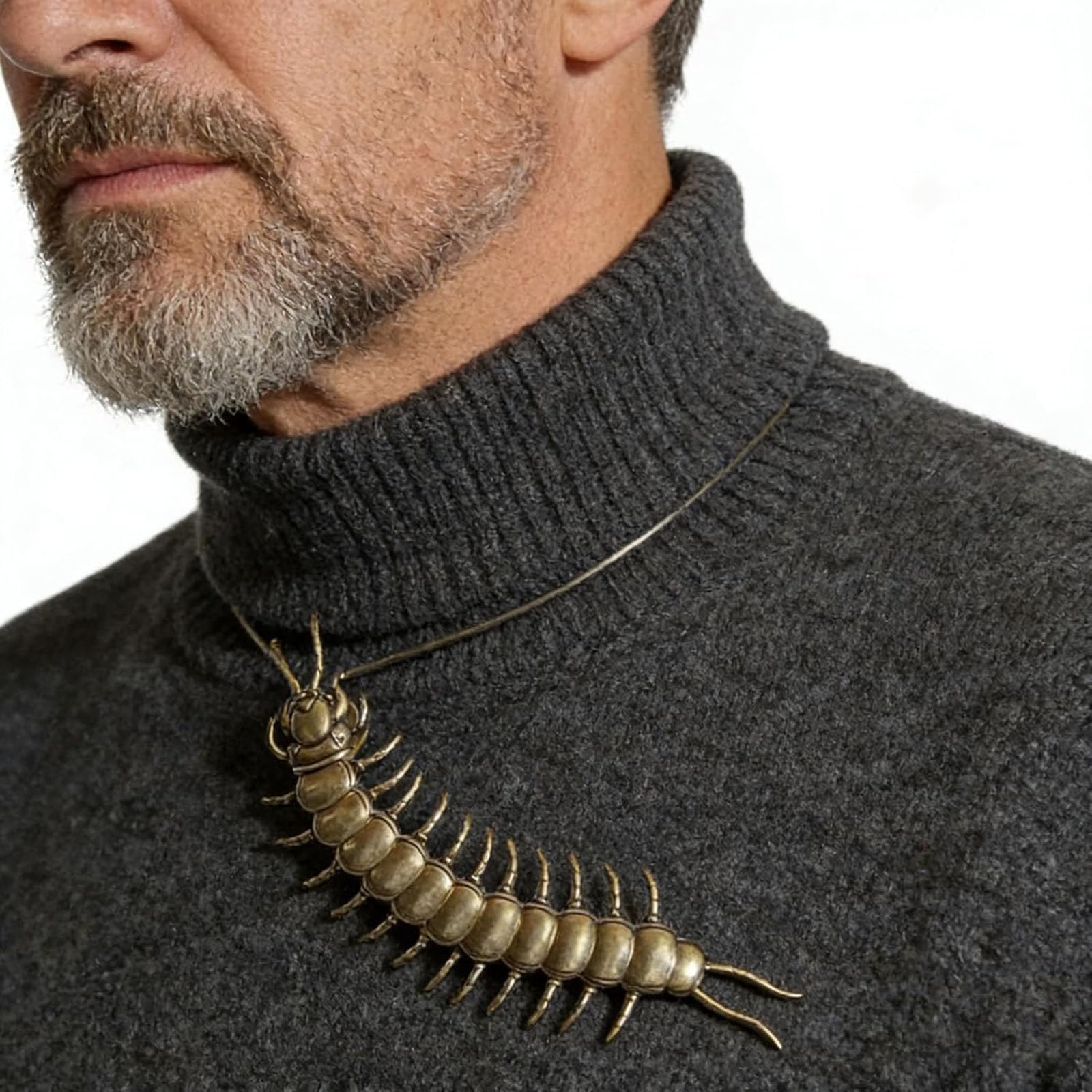 Cache-bouton Centipede, Clip de bouton rétro en laiton mobile, Manchon décoratif animalier, Broche et accessoire pour col de vêtement
