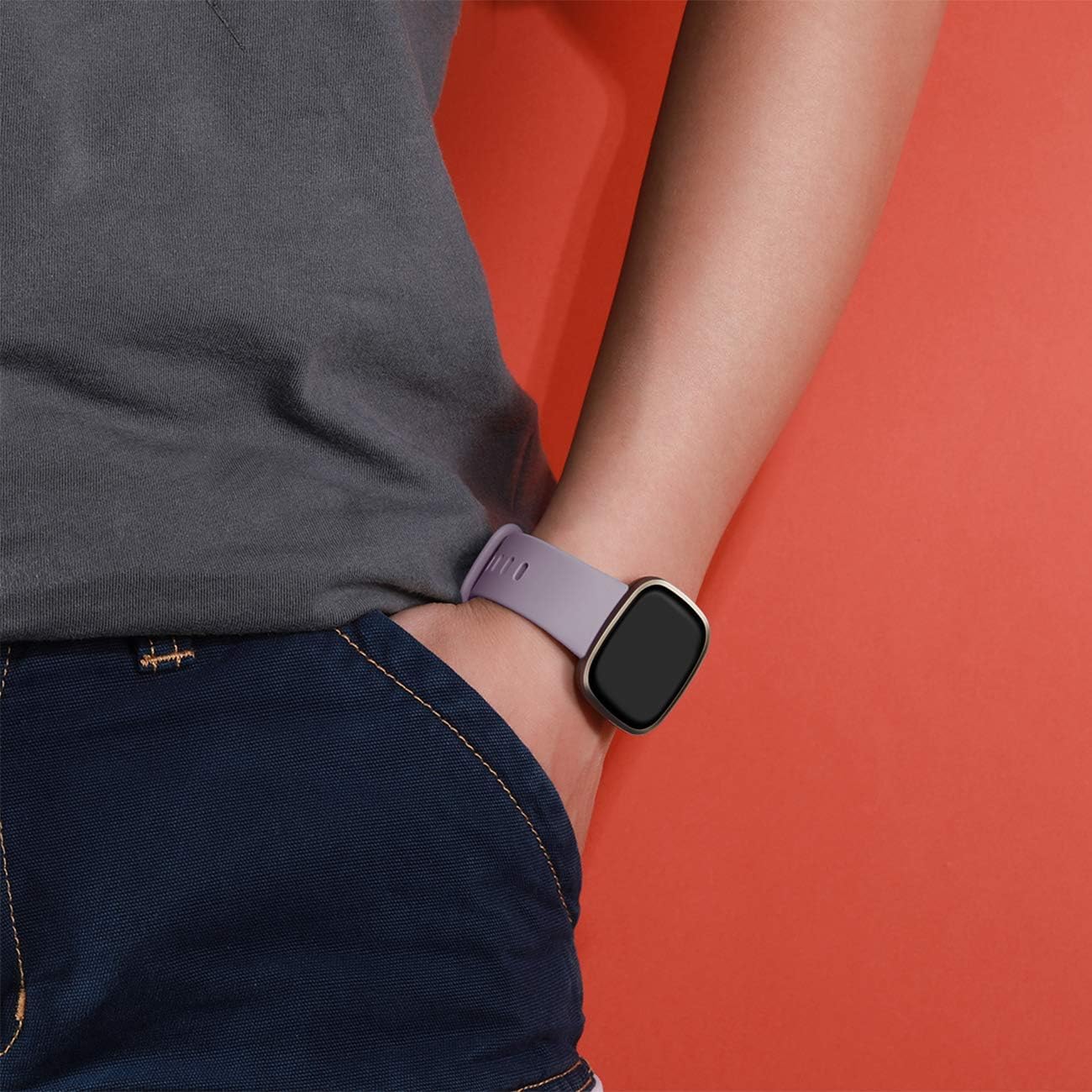 Oielai Compatible for Fitbit Versa 4/3/Sense 2/3 Strap, Silicone Sport Soft Replacement Band for Women Men Small Lavender - Image 5