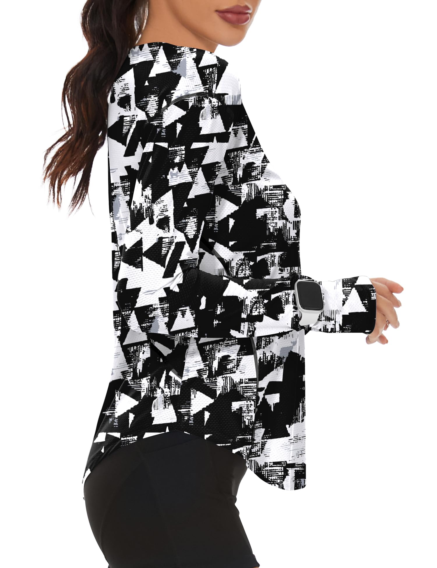 Loovoo Women's Long Sleeve Running Shirts Workout Tops UPF 50+ Sun Shirt Quick Dry Athletic T-Shirts with Watching Window