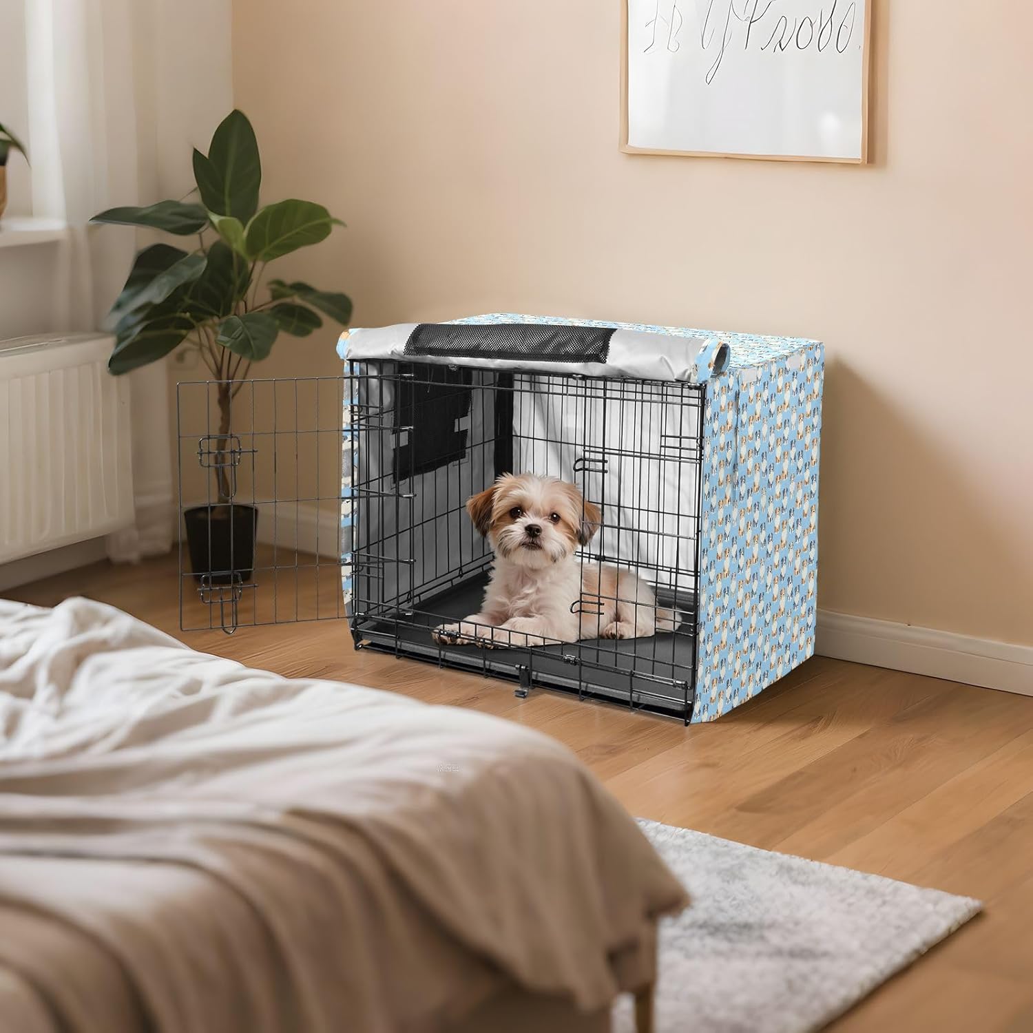 Cute Shepherd Covers for Dog Crates Privacy Kennel Cover Dog Crate Curtains 48 Inch