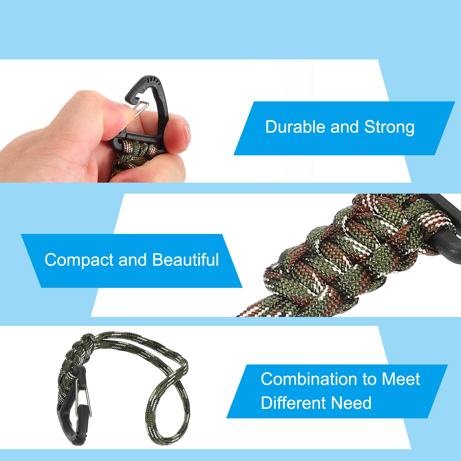 PATIKIL Paracord Brelok, 5 szt., smycz survivalowa, brelok z haczykiem, odpowiedni na kemping, wędrówki, klips, klucz, plecak, narzędzie, na zewnątrz, wędkowanie, brelok, pomarańczowy
