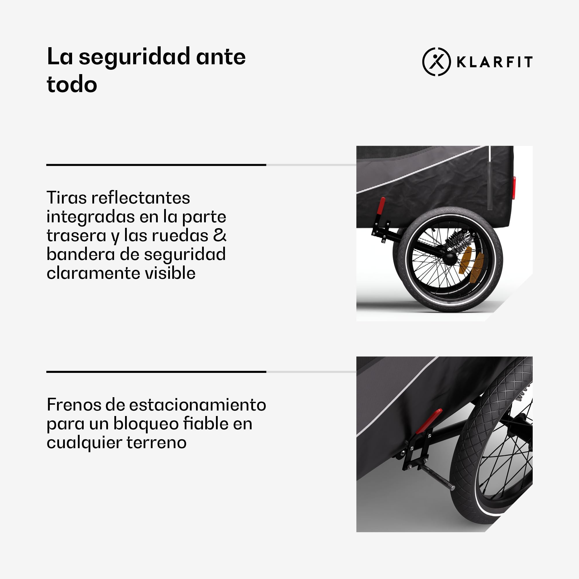 Klarfit Goldie Cochecito Remolque Bicicleta Perros, onvertible en Silla de Paseo, 324L Volumen, Impermeable, Frenos y reflectores Integrados, Carga máxima 40kg, Negro