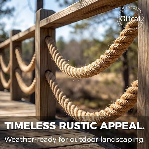 Miniatura 8 de Cuerda de cáñamo de 1 pulgada x 100 pies, 900 libras de fuerza de trabajo, cuerda trenzada de 4 hebras para tira y afloja, columpios de porche
