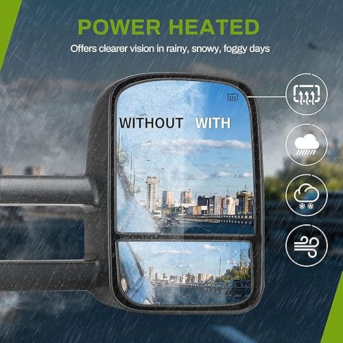 Miniatura 4 de AUTOSAVER88 Espejos de remolque compatibles con Chevy Silverado Tahoe Suburban, GMC Sierra Yukon 2007-2014, Switchback - Tubo LED de señal de giro,