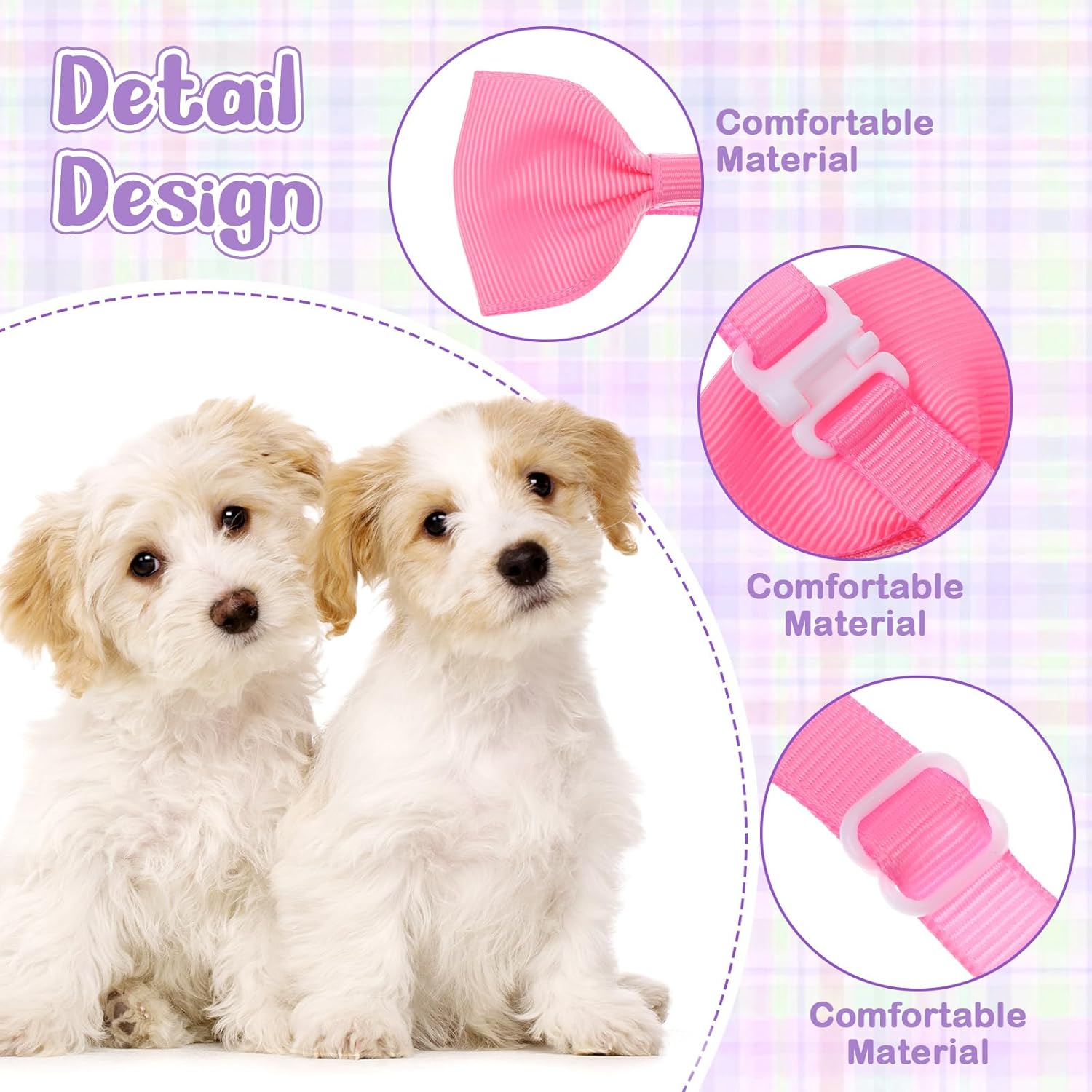 Reginary 100 Pieces Dog Bow Tie Collar Set Include 40 Dog Neckties, and 30 Puppy Bowties, 30 Collar Flowers, Adjustable Pet Ties Grooming for Small Medium Cats Pets Supply(Solid Color)