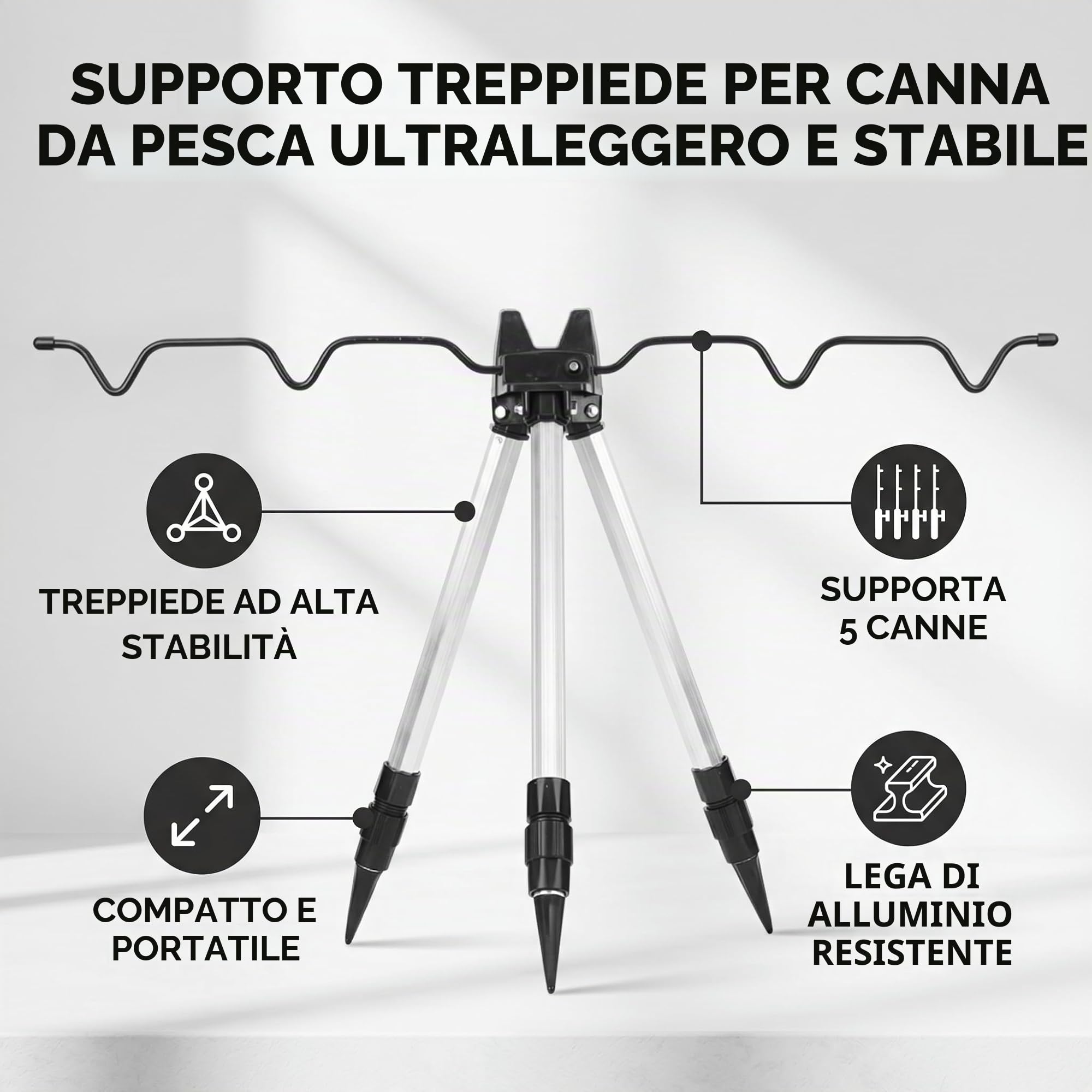 Supporto per Treppiede per Canna da Pesca, Supporto Pieghevole Della Staffa, Tripode Surfcasting Accessorio In Lega Di Alluminio Sea Rod per Attrezzatura Della Staffa Del Palo