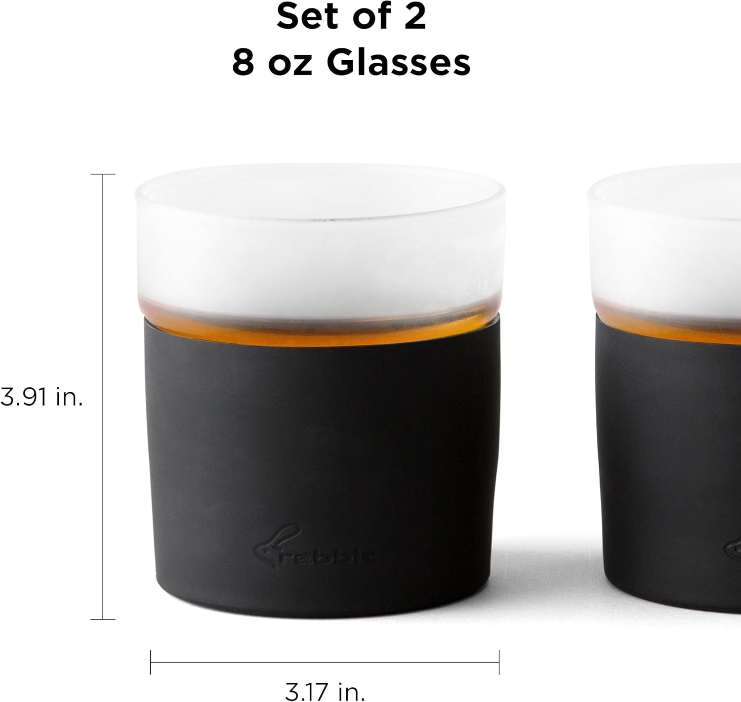 Rabbit Freezable Whiskey Glasses, 2 Count (Pack of 1), Black