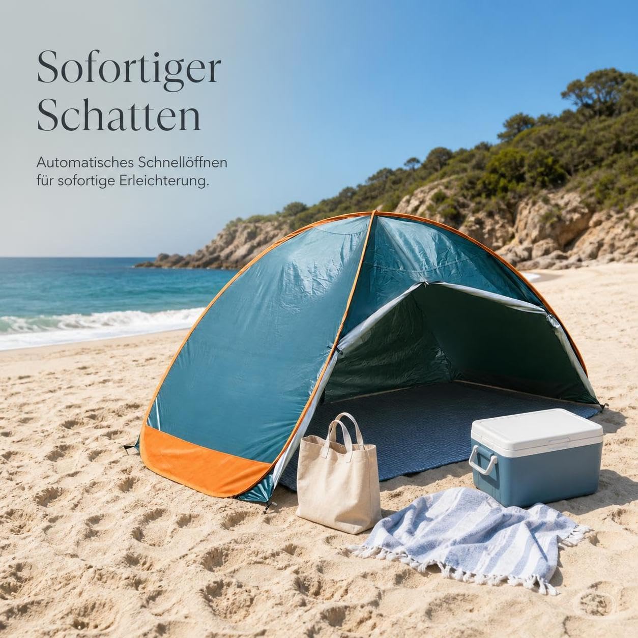 Tienda Playa Automática Protección Sol, poliéster y Metal, protección, para Picnic, sin Base, para la, Style to 3