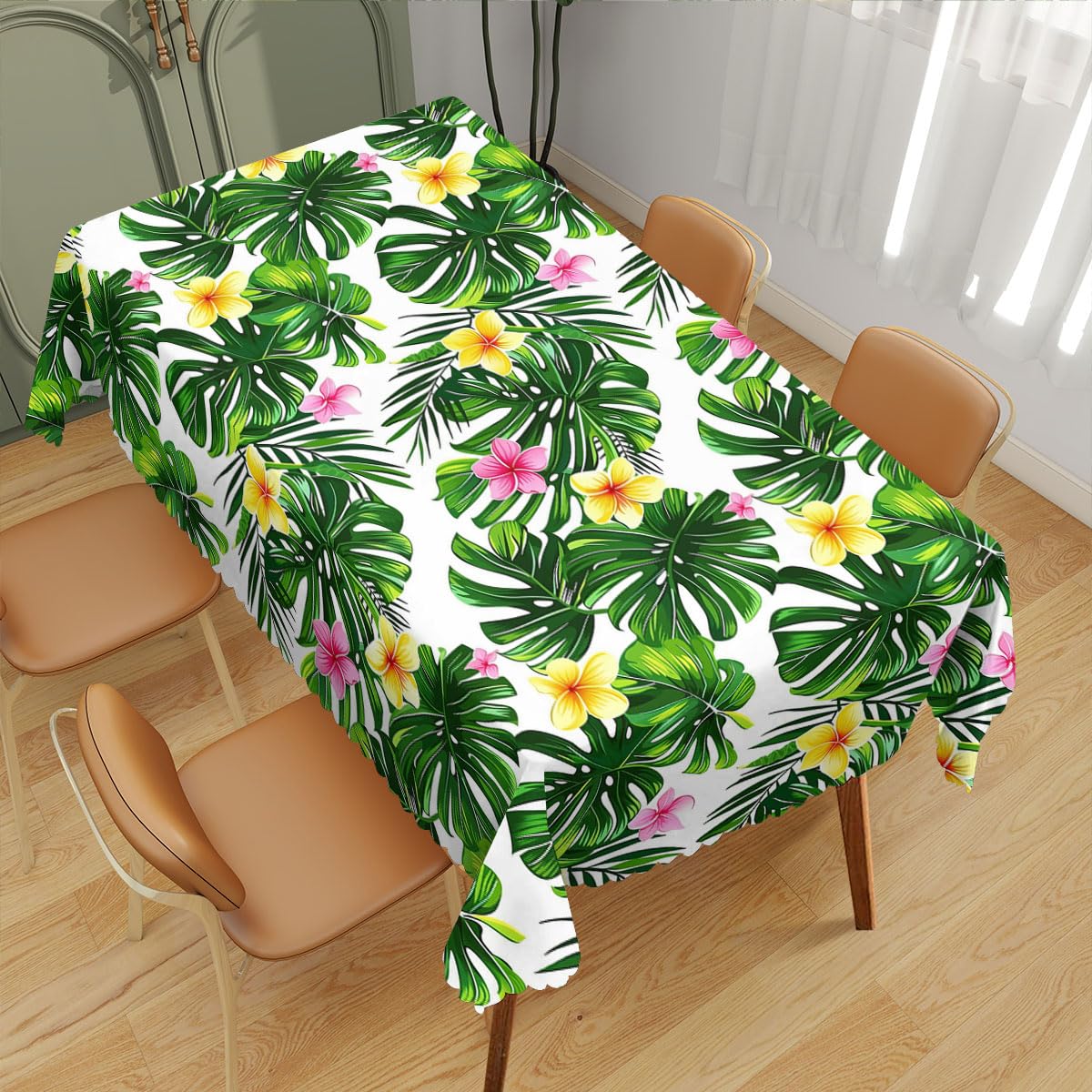 Couverture de table rectangulaire tropicale anti-tache pour salle à manger