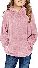 Runcati Girls' Hooded Pullover, Fuzzy Teddy Fleece Sweatshirts with Hood Pockets, Leisure, Warm, Children's Hoodies