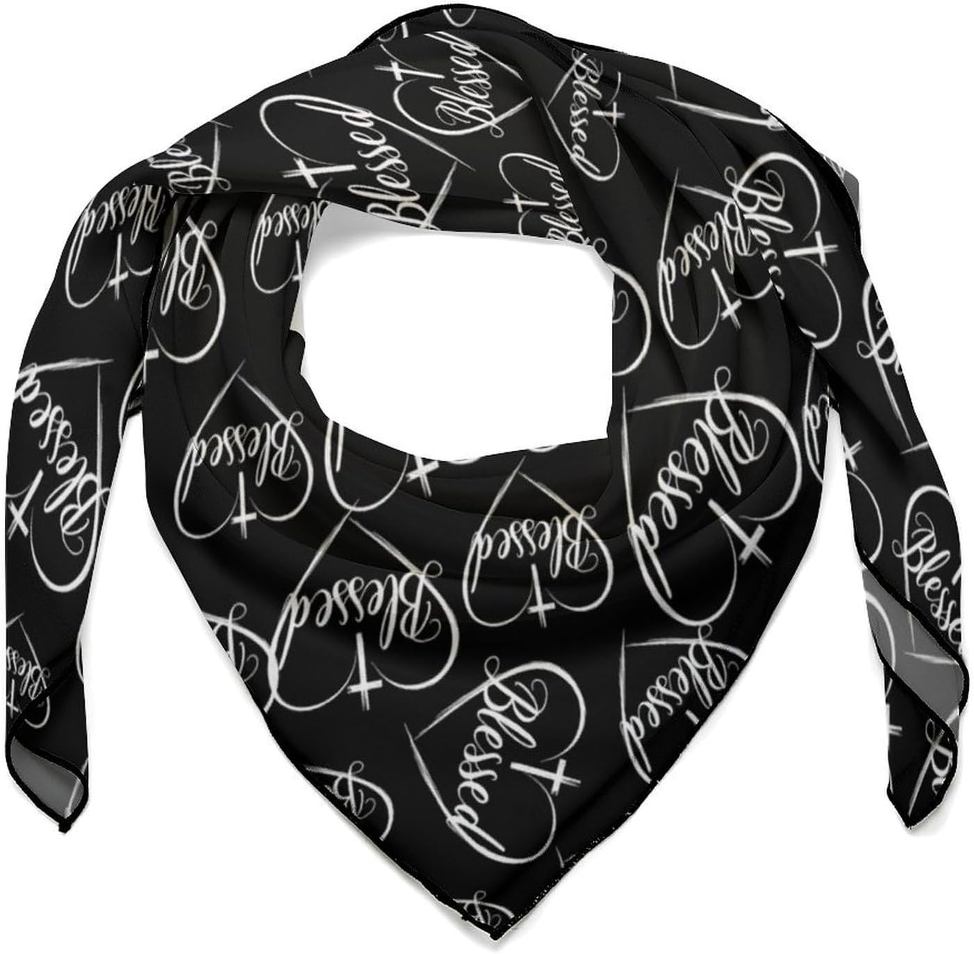 BlessedCross Heart Like Silk Bandanas Womens Head Scarf 27 Inch Hair Scarves Funny Printed
