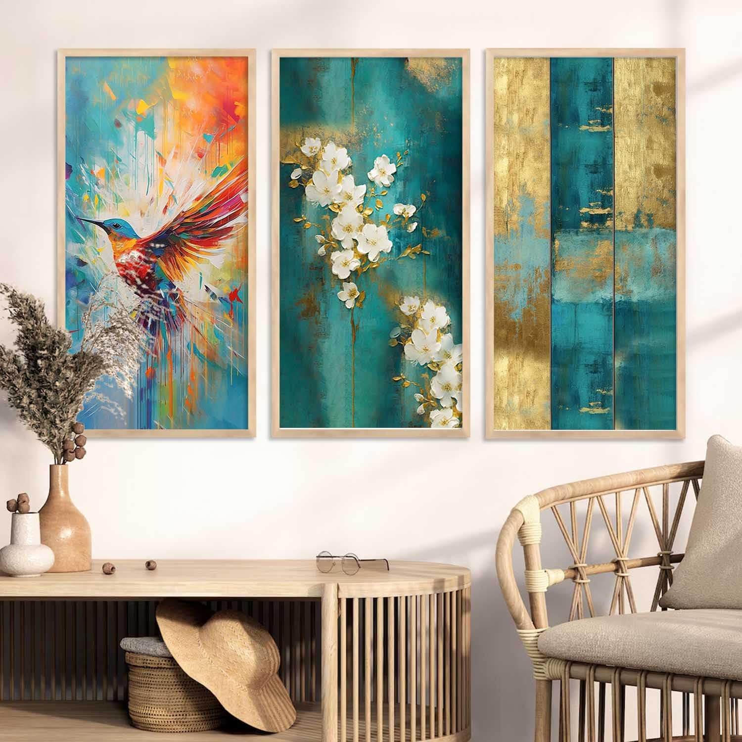 Kotart Abstract Wall Art Set - 3 Floral Prints -5 Kotart Abstract Wall Art Set - 3 Floral Prints -5