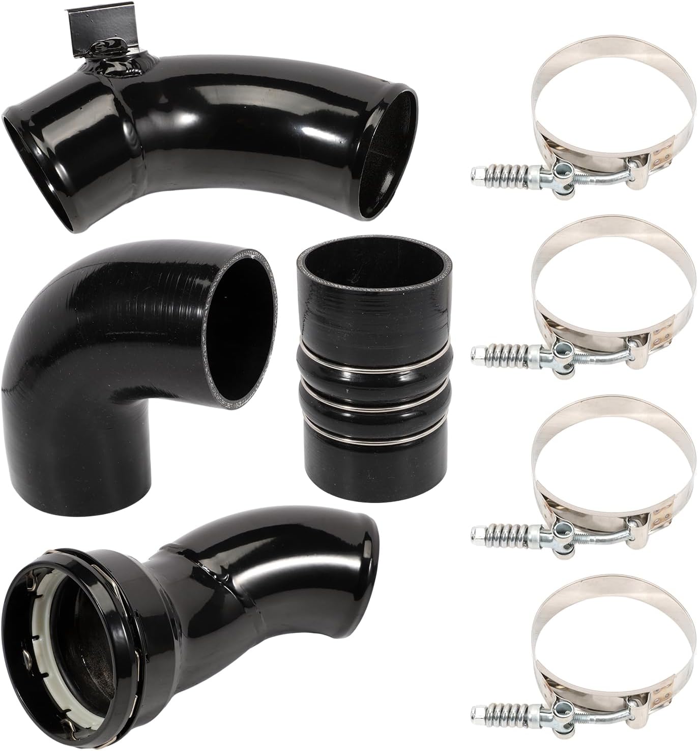 667-300 Cold Side Intercooler Hose Kit for F250 F350 F450 F550 Super Duty 6.7L V8 Diesel 2011 2012 2013 2014 2015 2016 Intercooler Pipe Kit (Black)